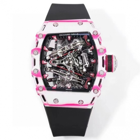 市场天花板 理查米尔男士系列RM38-02粉色主题镂空陀飞轮腕表 （陀飞轮腕表与高尔夫职业球手 Bubba Watson 合作设计）