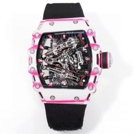 市场天花板 理查米尔男士系列RM38-02粉色主题镂空陀飞轮腕表 （陀飞轮腕表与高尔夫职业球手 Bubba Watson 合作设计）