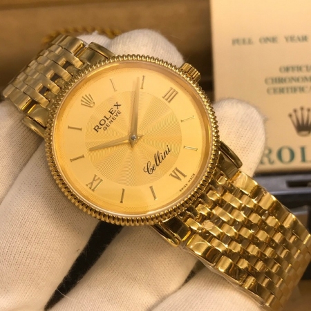 劳力士切利尼系列奢华两针男士全机械金表 直径40mm 厚度7.8mm